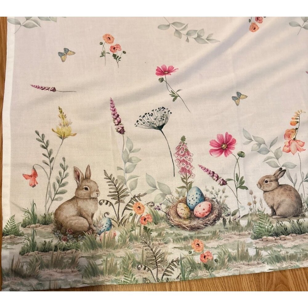 Nicole Miller Tablecloth Easter Bunny Eggs Floral Butterfly 60 x 84" Pastel
